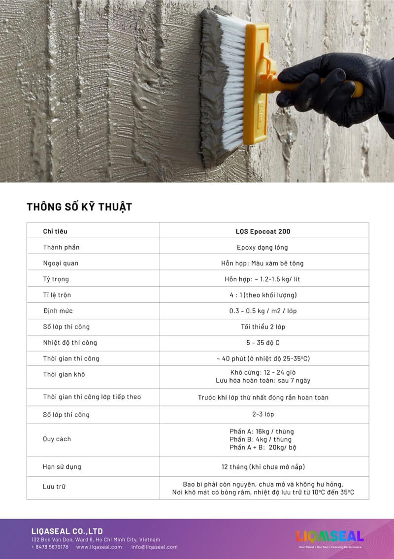 LQS EPOCOAT 200 - Lổp sdn phủ bảo vệ hiệu suất cao gốc epoxy, không dung môi, không độc hại
