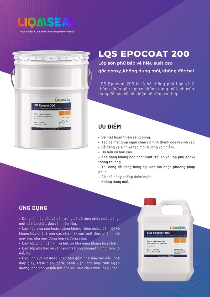 LQS EPOCOAT 200 - Lổp sdn phủ bảo vệ hiệu suất cao gốc epoxy, không dung môi, không độc hại